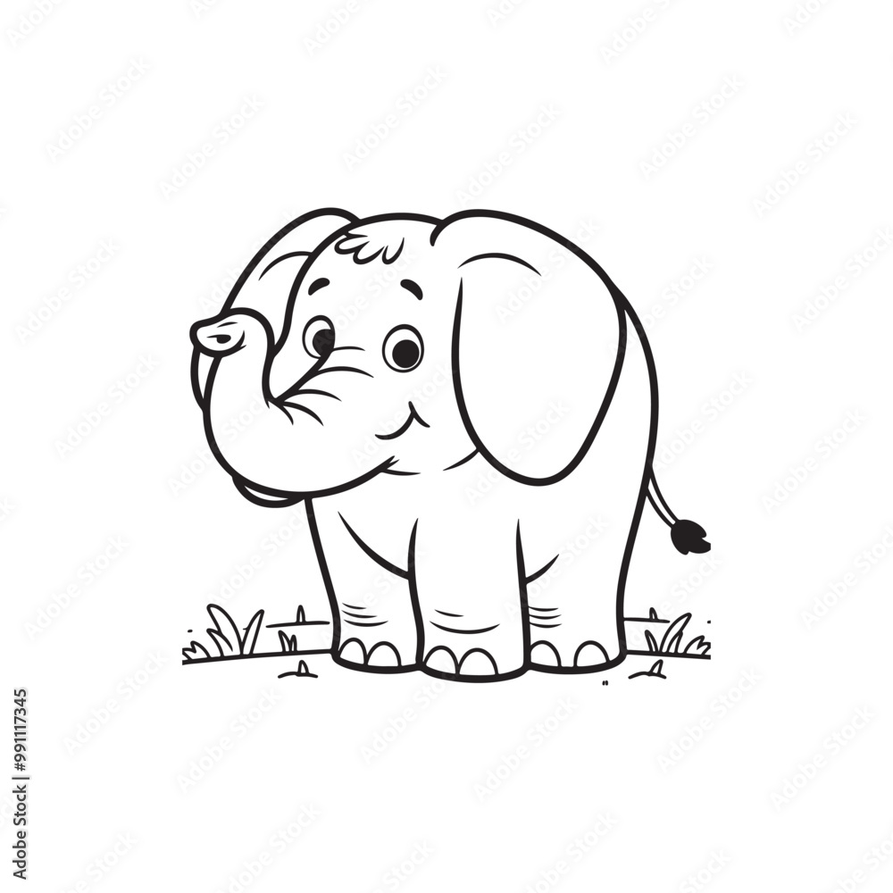Fototapeta premium Friendly Elephant and Lovely Baby Alligators - Cute Animal Illustrations.