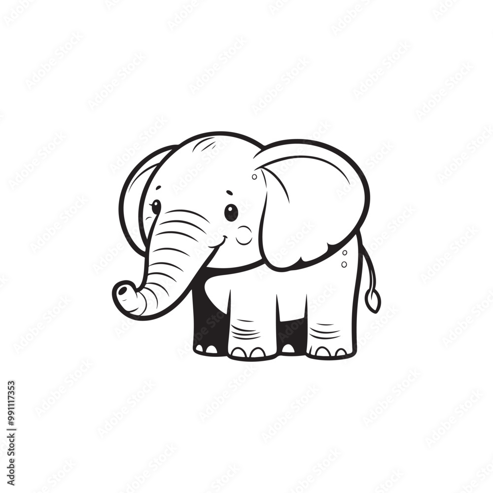 Fototapeta premium Friendly Elephant and Lovely Baby Alligators - Cute Animal Illustrations.