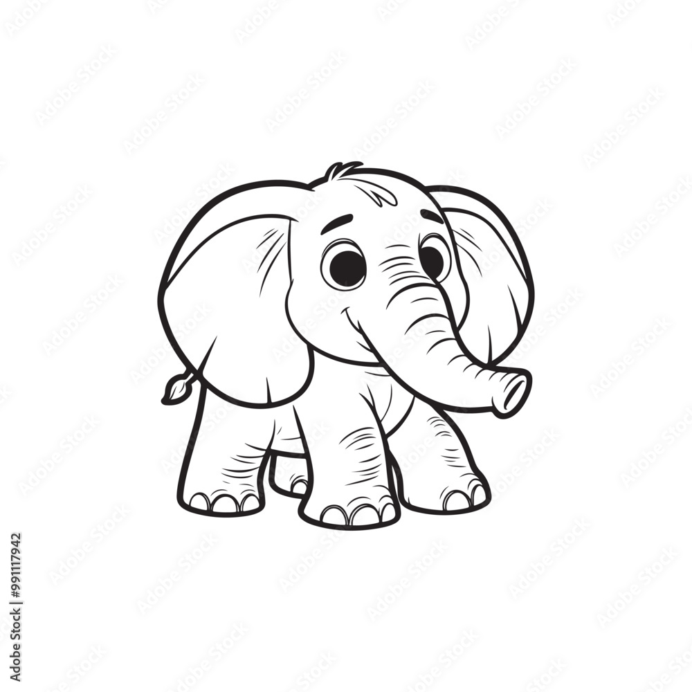 Fototapeta premium Cartoon Elephant with Baby Alligators - Adorable Animal Vector Art.