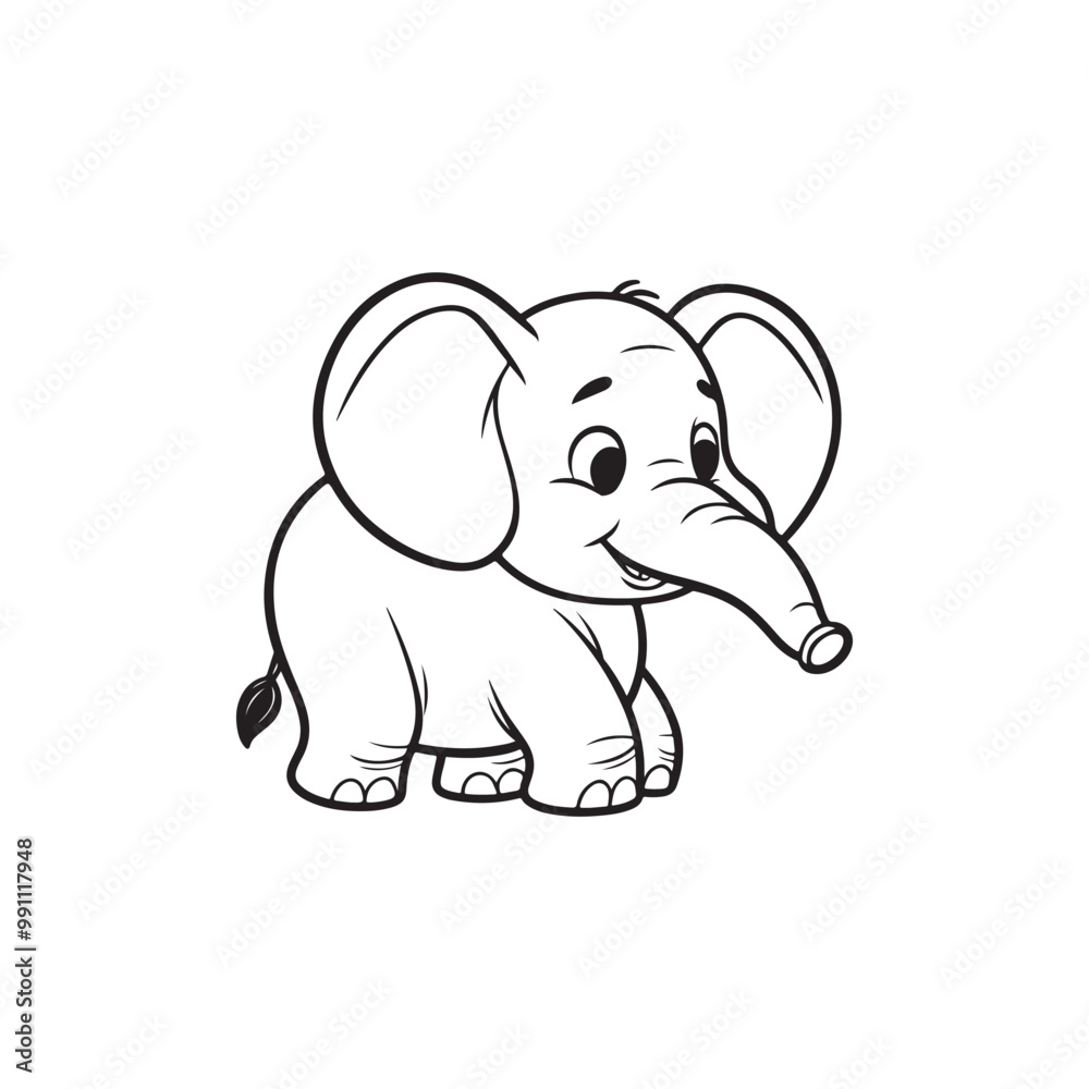 Fototapeta premium Cartoon Elephant with Baby Alligators - Adorable Animal Vector Art.