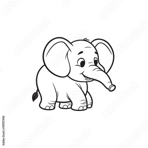 Cartoon Elephant with Baby Alligators - Adorable Animal Vector Art.