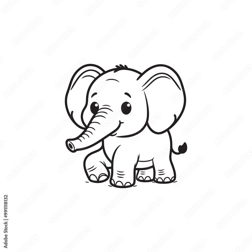 Lovely Elephant and Baby Alligators - Cute and Friendly Cartoon Set. Lovely Elephant and Baby Alligators - Cute and Friendly Cartoon Set.