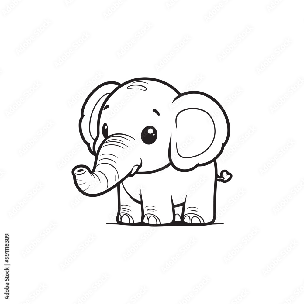 Naklejka premium Lovely Elephant and Baby Alligators - Cute and Friendly Cartoon Set.