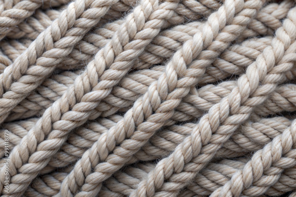 Close-up of braided rope with rustic and natural texture Close-up of braided rope with rustic and natural texture