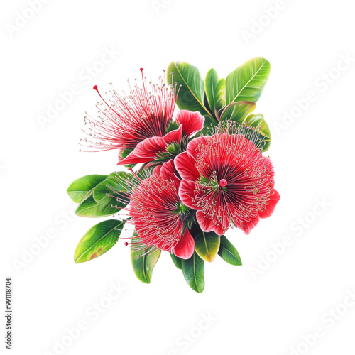 Vibrant Pohutukawa Flowers in Bloom