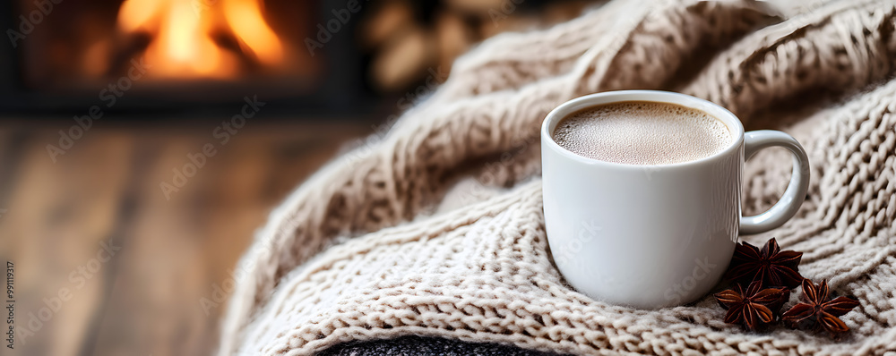 Cozy Winter Vibes: A Warm Mug of Tea by the Fireplace Cozy Winter Vibes: A Warm Mug of Tea by the Fireplace
