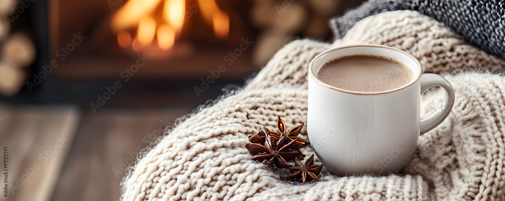 Cozy Winter Vibes: A Warm Mug of Tea by the Fireplace Cozy Winter Vibes: A Warm Mug of Tea by the Fireplace
