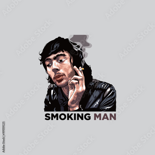 vector image of a man smoking...