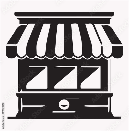 Online shop vector silhouette on a white background