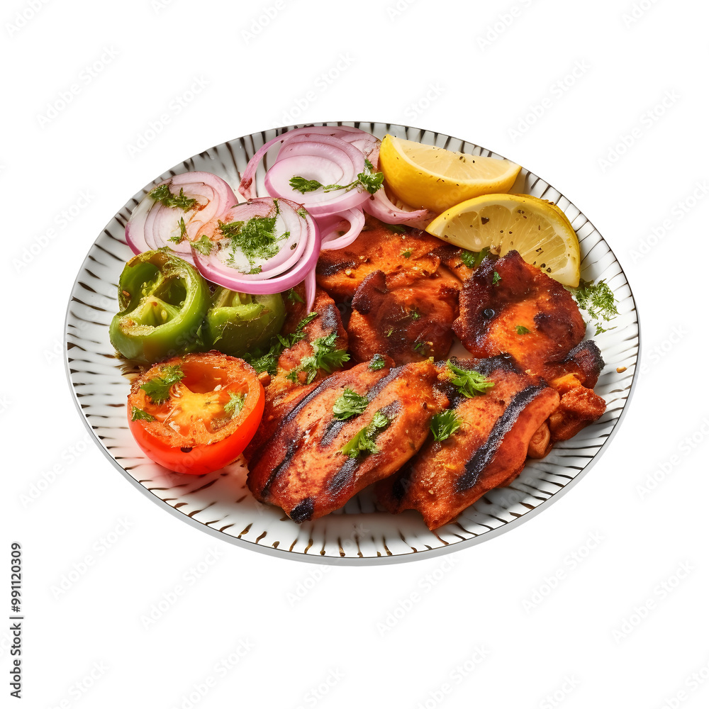 India Tandoori is served on a plate with a beautiful top view India Tandoori is served on a plate with a beautiful top view