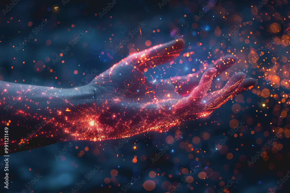 Hand of AI and Technology, connect with the world of AI. Hand of AI and Technology, connect with the world of AI.