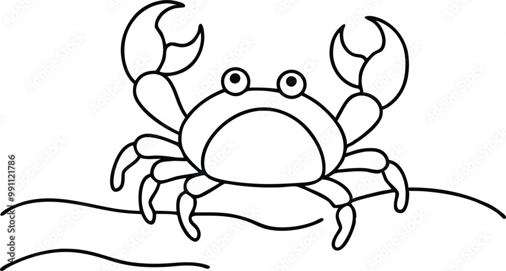Fototapeta premium Kids Coloring Fun with Scuttling Crab Vector Illustration 