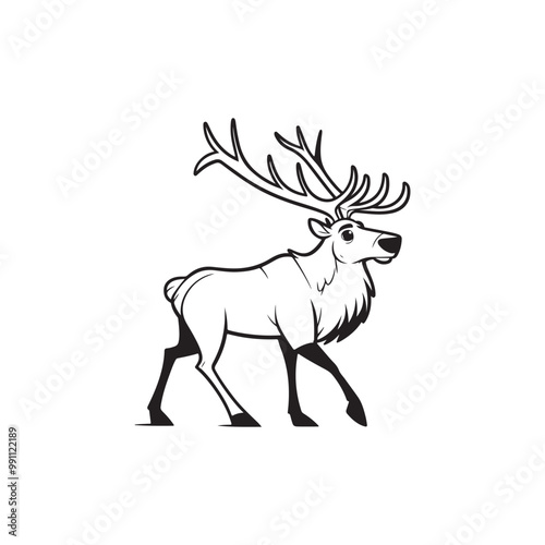 Cute Deer with Baby Alligators - Vector Cartoon Character.