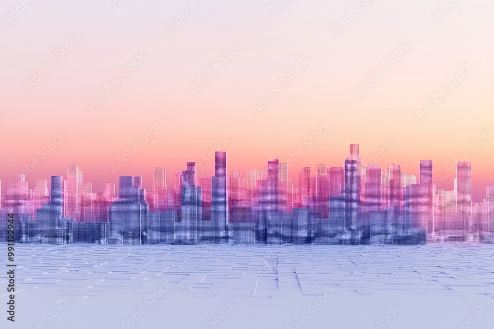 Fototapeta premium An abstract background with voxels arranged in different colors and illuminated in 3D. A background for business, science, and technology concepts.