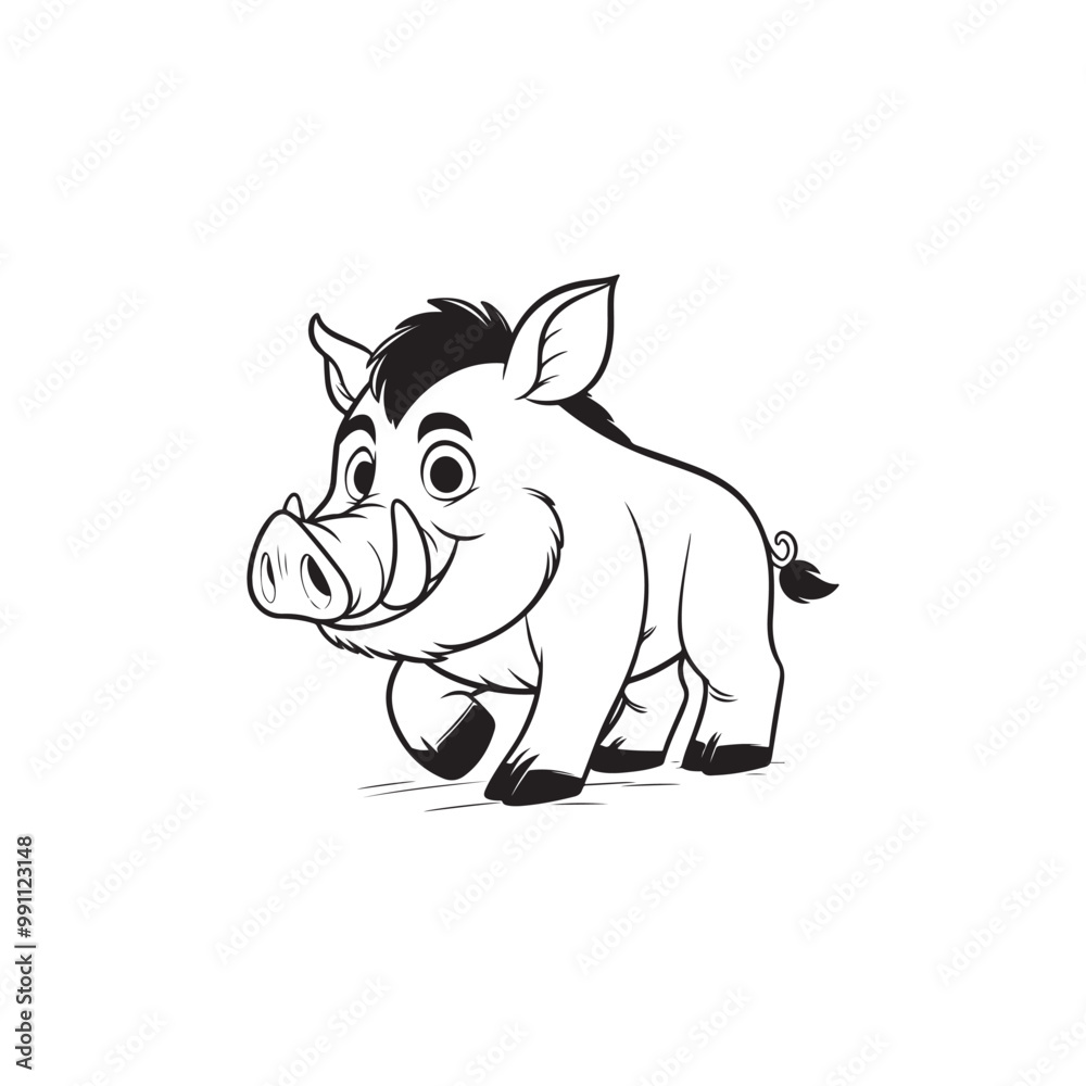 Naklejka premium Cute Warthog and Alligator Baby Duo - Playful Cartoon Illustration.