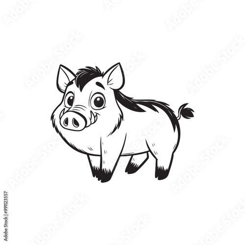 Friendly Warthog and Charming Baby Alligators - Cartoon Vector Art.