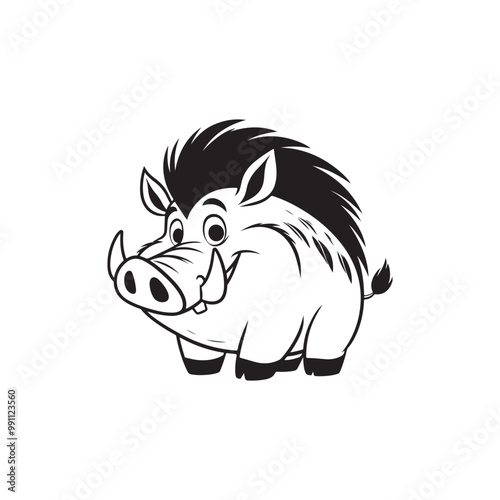 Friendly Warthog and Charming Baby Alligators - Cartoon Vector Art.