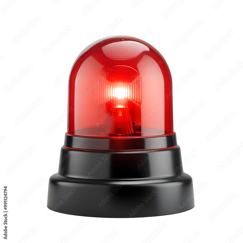 A red emergency light or siren on a black base png background A red emergency light or siren on a black base png background