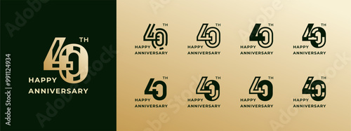Logo 40th, 40 years happy anniversary gold, Creative design template for celebration, birthday, greeting and invitation. Editable file