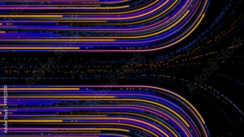 An endless stream of lines. such as cyber technology connections. neon lines abstract background