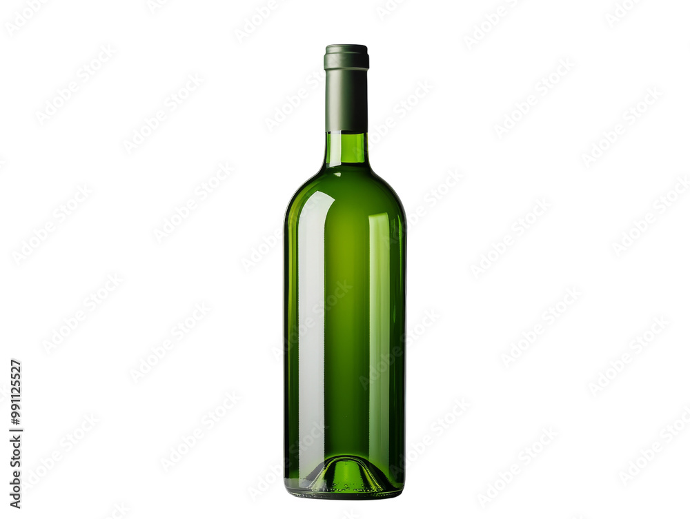 A green wine bottle with a green cap A green wine bottle with a green cap