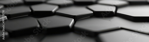 A close up of a black and white image of a pattern of hexagons