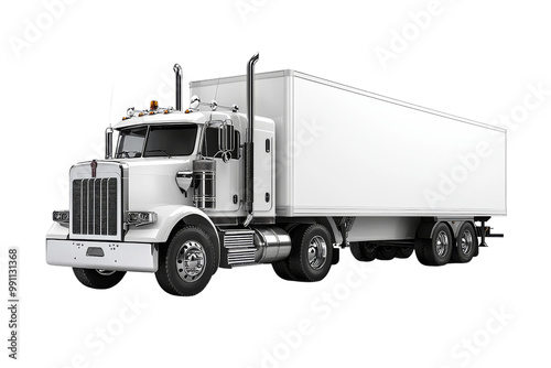 A white semi truck with a trailer