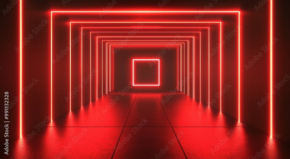Fototapeta premium The digital cyberspace is a sci-fi concept tunnel, rendered in 3D.