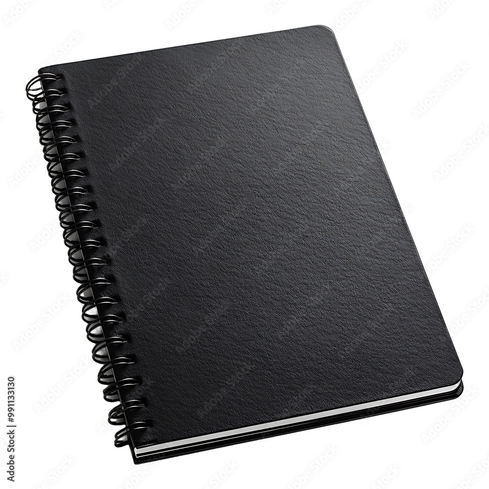 A Black Spiral Bound Notebook isolated on transparent background A Black Spiral Bound Notebook isolated on transparent background