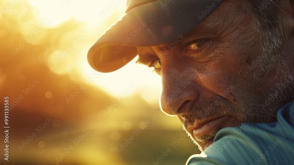 Close-up of a Determined Golfer Close-up of a Determined Golfer