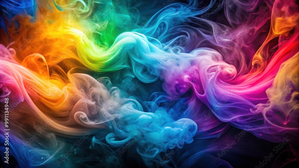 Mesmerizing abstract swirls of colorful smoke creating a dreamy and meditative atmosphere Mesmerizing abstract swirls of colorful smoke creating a dreamy and meditative atmosphere