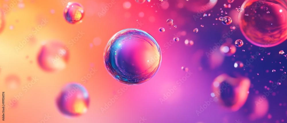 A colorful image of many small bubbles floating in the air A colorful image of many small bubbles floating in the air