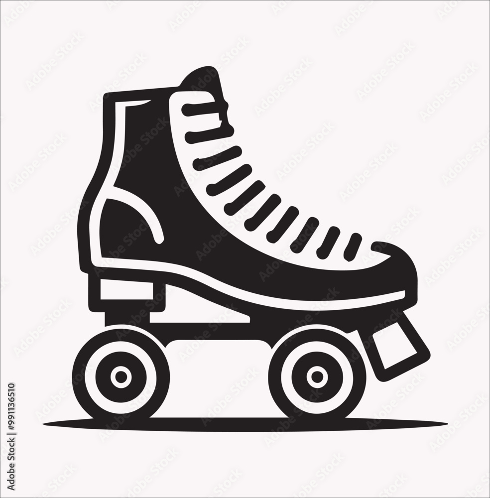 Roller skates Boot Vector silhouette illustration icon on a white background Roller skates Boot Vector silhouette illustration icon on a white background