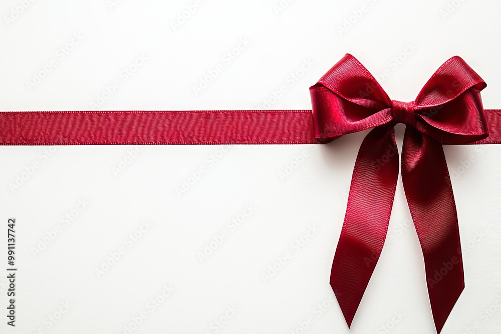 Isolated transparent background photo of red christmas gift ribbon and bow Isolated transparent background photo of red christmas gift ribbon and bow