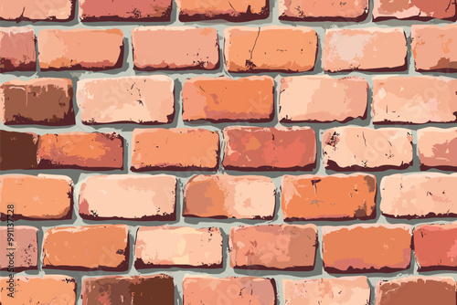 Brick wall background cartoon style vector illustration.