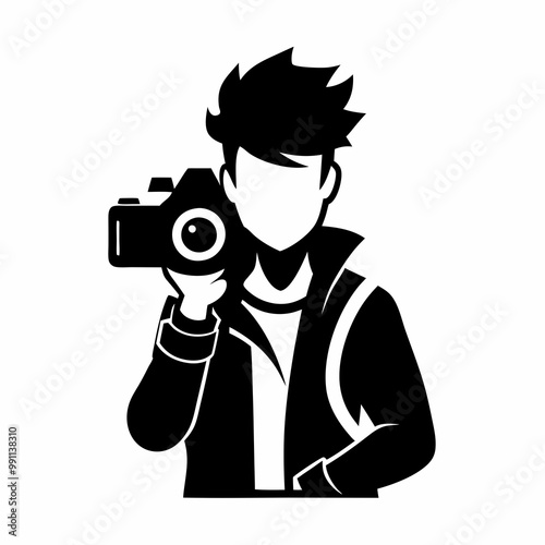 Photographer Black Vector silhouette
