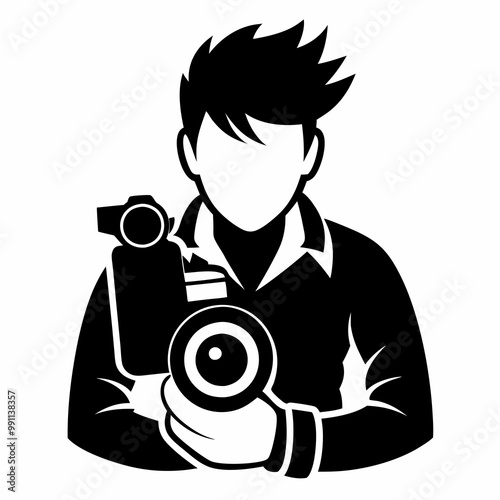 Photographer Black Vector silhouette