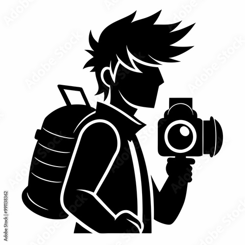 Photographer Black Vector silhouette