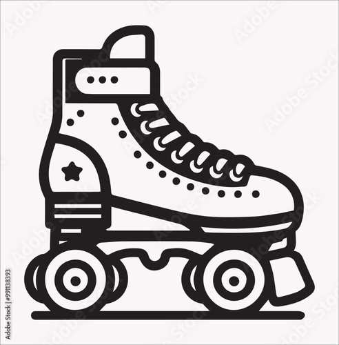 Roller skates Boot Vector silhouette illustration icon on a white background