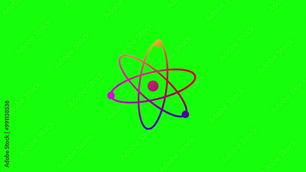 Animated of atom icon. Rotating electrons and pulsating nucleus line animation. Atomic structure. Animated of atom icon. Rotating electrons and pulsating nucleus line animation. Atomic structure.