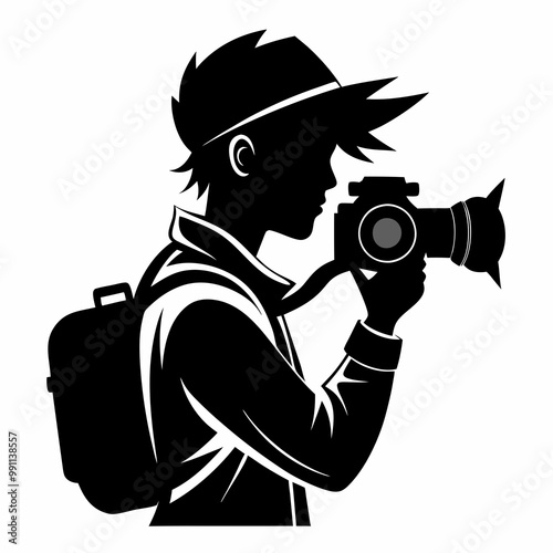 Photographer Black Vector silhouette