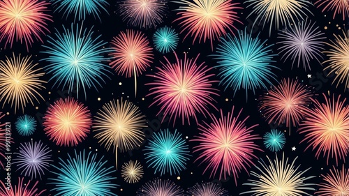 new year patterns fireworks seamless pattern on pastel color background