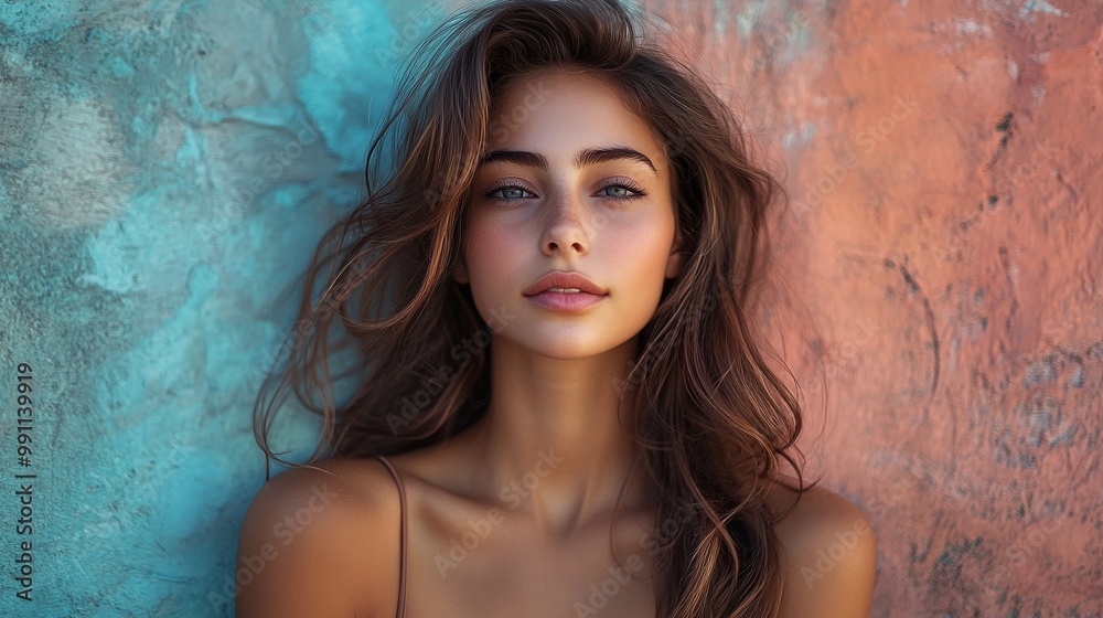 young woman in casual fashion leaning against wall, demonstrating confidence and beauty in outdoor portrait, showcasing modern lifestyle and trendy vibes in urban backdrop young woman in casual fashion leaning against wall, demonstrating confidence and beauty in outdoor portrait, showcasing modern lifestyle and trendy vibes in urban backdrop