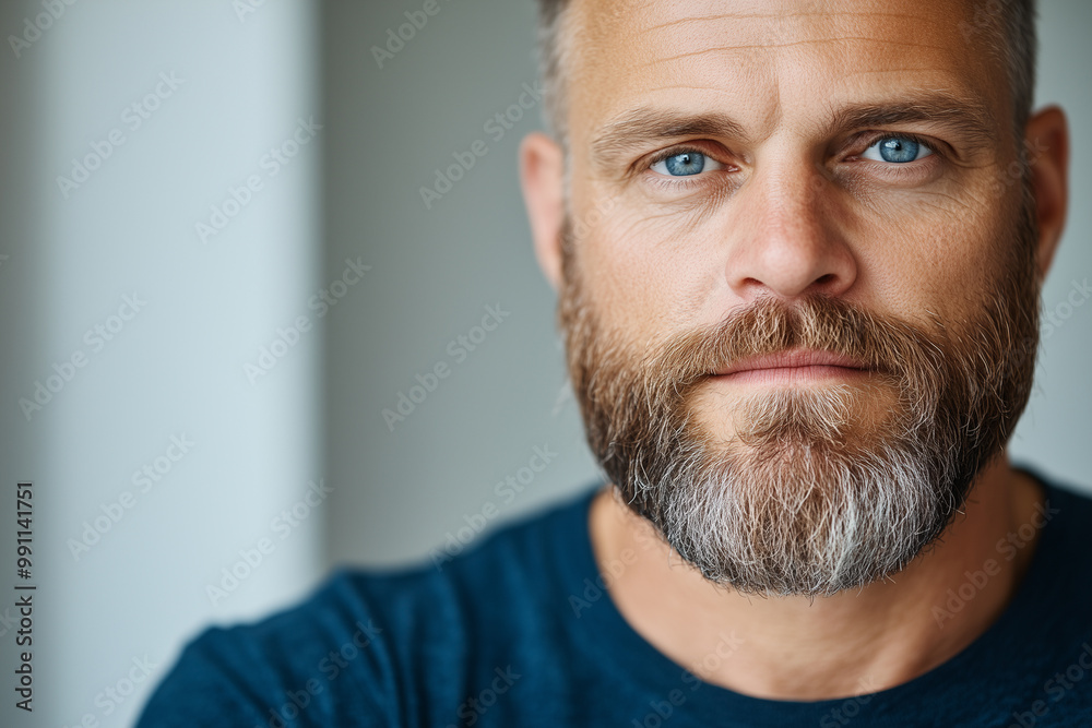 middle-aged man with a beard and blue eyes indoor portrait middle-aged man with a beard and blue eyes indoor portrait