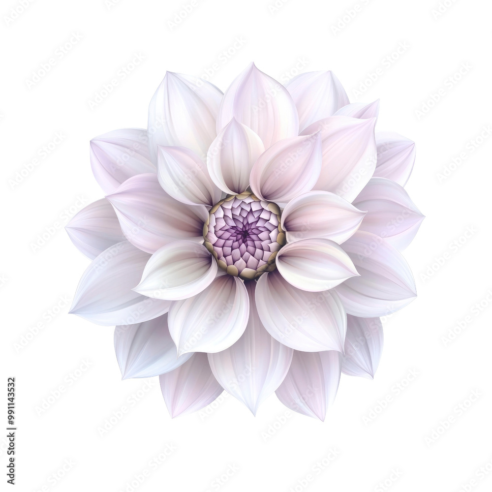 Fototapeta premium White Dahlia Flower with Purple Center