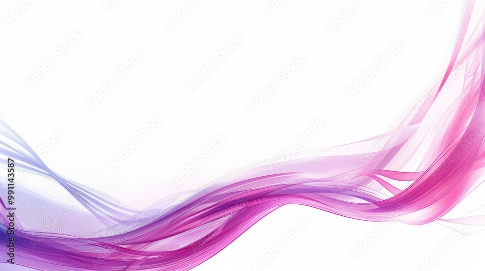 Abstract Pink and Purple Waves on White Background