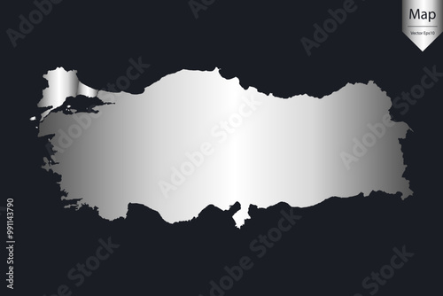 Abstract - High Detailed Silver Map of Turkey. Vector illustration eps10.	
