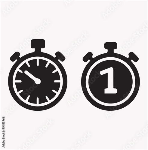 Stopwatch icon vector silhouette on a white background
