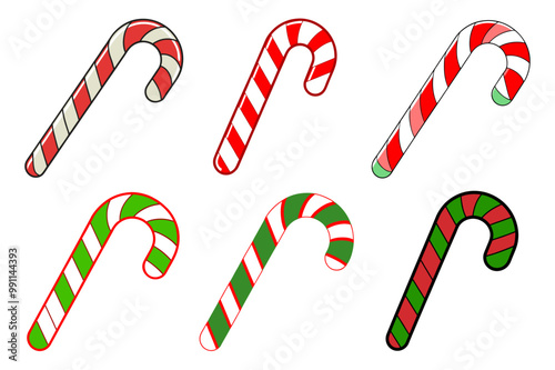 Christmas Candy Cane Vector Illustration | Cartoon, Clipart, and Line Art Design