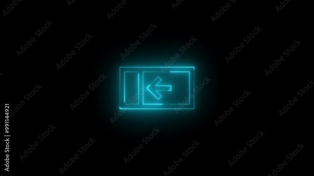 Neon close pane mirrored icon cyan glowing black background animation Neon close pane mirrored icon cyan glowing black background animation